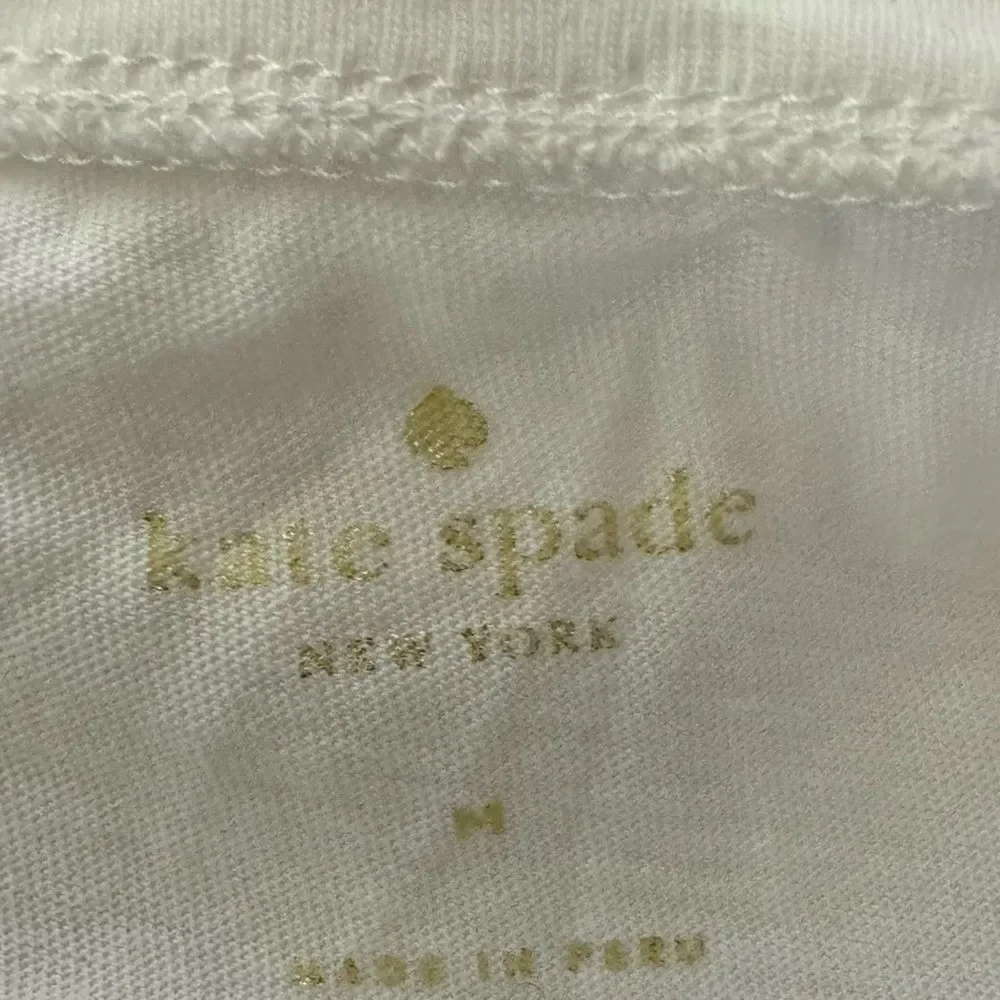 Kate Spade White Ruffle Short Sleeve Top Size Medium